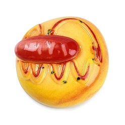 Food Непрозрачные кабошоны из смолы, искусственный хлеб, булочка с колбасой, 24x24.5x10.5 мм