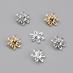 (52) Непрозрачная лаванда Шапочки и конусы для бусин, латунные, 6-лепесток, цветок, разноцветные, 7x6x1.5 мм