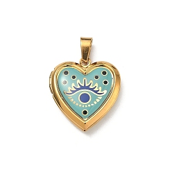 Светло-Голубой 304 подвески из нержавеющей стали Locket, ионное покрытие (ip), подвески в виде сердечек с узором, Небесно-голубой, 25x22.5x5.5 мм, отверстие : 8x4 мм, внутренний диаметр: 16.5x16.5 мм