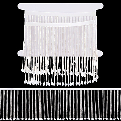 Blanco 1 Cinta de borlas con cuentas de vidrio de una yarda, recorte de cuentas, blanco, 155 mm