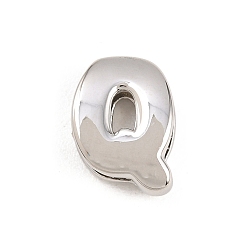 Letter Q Латунные бусины, долговечный, стойки покрытие, без свинца и без кадмия, платина, Буква Q, 14x10x5 мм, отверстие : 11x3 мм
