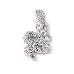 Платина Латунные микропаве прозрачные подвески с фианитом, без кадмия, без никеля и без свинца, змеиные чары, платина, 20.5x10x3 мм, отверстие : 1.4 мм
