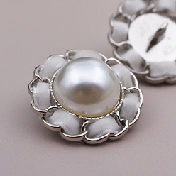 Белый Кнопка сплава хвостовиком, с бантиком, цветок, белые, 18 мм