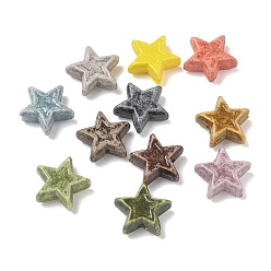 Color mezclado Cuentas de porcelana vintage hechas a mano, fantasía antigua porcelana esmaltada, estrella, color mezclado, 11x12x4.5 mm, agujero: 1.5 mm