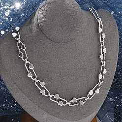 Нержавеющая Сталь Цвет 304 Овальные сердечки из нержавеющей стали для женщин, цвет нержавеющей стали, 20-3/8 дюйм (51.7 см)