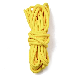 Yellow Nylon Braided Cord, Round, for Shoelace Making, DIY Clothes Sewing, Yellow, 5mm, about 5.47 Yards(5m)/pc