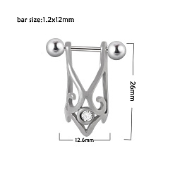 Другие 304 ниппельный хомут из нержавеющей стали, цвет нержавеющей стали, цветок, 26x12.6 мм