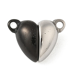 Черный 304 двухцветные магнитные застежки из нержавеющей стали, сердце, чёрные, 9x12x5.5 мм, отверстие : 1.2 мм
