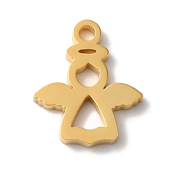 Золотой Вакуумное покрытие pvd 304 подвески из нержавеющей стали, лазерная резка, ангельские прелести, золотые, 10.5x9x1 мм, отверстие : 1.2 мм