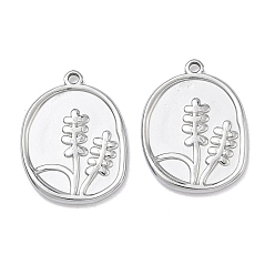 Oval 304 подвески из нержавеющей стали, очарование цветочного узора, овальные, 21x16x2 мм, отверстие : 1.4 мм