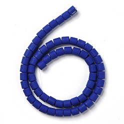Dark Blue Handmade Polymer Clay Bead Strands, Column, Dark Blue, 6.5x6mm, Hole: 1.2mm, about 61pcs/strand, 15.75 inch(40cm)