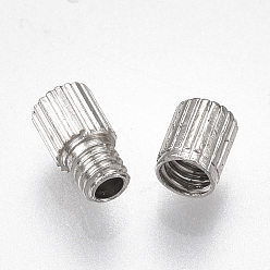 Platinum Iron Screw Clasps, Nickel Free, Platinum, 7x3mm, Hole: 0.6mm