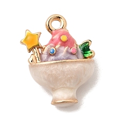 Pink Подвески из эмали и сплава, мороженое прелести, долговечный, золотые, розовые, 15x12x6 мм, отверстие : 1.2 мм