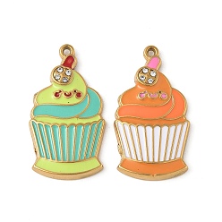 Ice Cream 304 нержавеющей стальной эмали подвески, золотые, со стразами, мороженое, 28.5x15.5x3 мм, отверстие : 1.2 мм