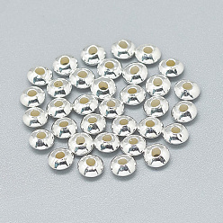 Серебро 925 стерлингов серебряные шарики Spacer, блюдце бусины, серебряные, 5x2.5 мм, отверстие : 1.5 мм