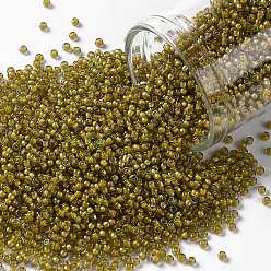 (246) Inside Color Luster Black Diamond/Opaque Yellow Lined Toho runde Rocailles, japanische Rocailles, (246) Innenfarbe Glanz schwarzer Diamant / opakes Gelb gefüttert, 15/0, 1.5 mm, Bohrung: 0.7 mm, ca. 135000 Stk. / Pfund