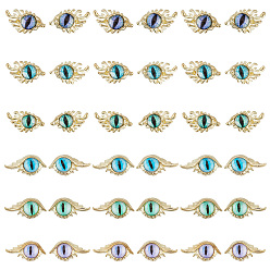 (52) Непрозрачная лаванда 36шт 12 стили кабошоны из сплава от сглаза, cmолой, ногтей декоративные аксессуары, золотые, разноцветные, 8.5x17x3.5 мм, 3 шт / стиль, 6стили; 11x17.5x3.5мм, 3 шт / стиль, 6 стили