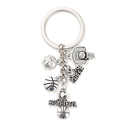 Football Брелки из цинкового сплава, с железными кольцами, старинное серебро и платина, футбол, 72 мм