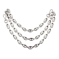 Platine Chaînes de sangle de sac, chaînes à maillons de fer, avec fermoir pivotant, pour accessoires de remplacement de sangles de sac, platine, 64 cm