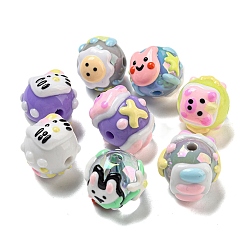 (52) Непрозрачная лаванда Ручная роспись акрилом с эмалевыми бусинами, бусины ручной работы, карикатура, разноцветные, 15x17~18.5x18~20.5 мм, отверстие : 2.7 мм