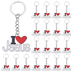 Light Gold 24шт. брелоки-подвески из сплава с эмалью, С кольцами, слово i love jesus, золотой свет, 81 мм