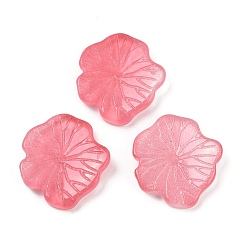 Светло-Коралловый Прозрачные стеклянные бусины, листьев лотоса, спекающийся лак, свет коралловый, 20x19.5x4.5~5 мм, отверстие : 1.2 мм