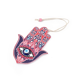 Светло-Вишневый Деревянные большие подвесные украшения, с бусинами из смолы колонны (случайный цвет), рука хамсы / рука мириам со сглазом, светло-вишневый, 229 мм, Кулон : 98.5x74.5x8.5 мм