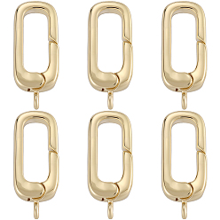 Настоящее золото 18K 6шт. стойка покрытие латунные пружинные затворные кольца, долговечный, без свинца и без кадмия, реальный 18 k позолоченный, 19x7.5x3 мм, отверстие : 1 мм