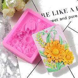 Deep Pink DIY Food Grade Silicone Display Molds, Resin Casting Molds, Clay Craft Mold Tools, Flower, Deep Pink, 83x63x18mm