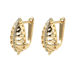 Настоящее золото 18K Фурнитура для сережек-колец в форме слезы с микропаве из латуни и прозрачными кубическими цирконами, без кадмия и без свинца, долговечный, стойки покрытие, реальный 18 k позолоченный, 18x8 мм, отверстие : 1.2 мм, штифты : 11x0.8 мм