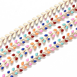 Light Gold Цепочка из латуни, с эмалью, долговечный, пайки, красочный, золотой свет, ссылка: 7x6.5x1.5 mm