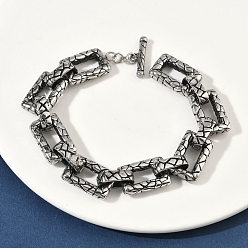 Античное Серебро 304 браслеты-цепочки из нержавеющей стали для мужчин и женщин, прямоугольные, античное серебро, 8-3/4 дюйм (22.2 см)
