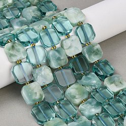 Natural Glass Бусины из натурального стекла, квадратный, с бисером, 12~13x12~13x4.5~5 мм, отверстие : 0.9 мм, около 27~28 шт / нитка, 15.47''~15.75'' (39.3~40 см)