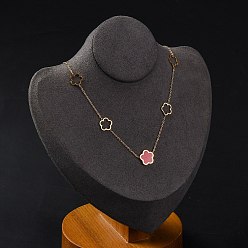 Красный Ионное покрытие (ip) 304 ожерелья с цветочным кулоном из нержавеющей стали и пластика для женщин, реальный 18 k позолоченный, красные, 16.61 дюйм (42.2 см)