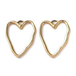 Настоящее золото 14K 304 подвески из нержавеющей стали, шарма сердца, реальный 14 k позолоченный, 26x20x1.5 мм, отверстие : 2 мм