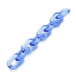 Cornflower Blue Handmade Transparent Acrylic Cable Chains, Oval, Cornflower Blue, Link: 31x19.5x5mm, about 39.37 inch(1m)/strand