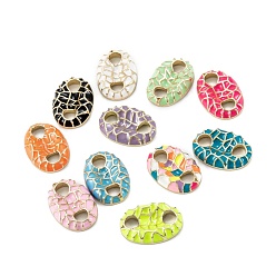 (52) Непрозрачная лаванда Соединители латунные эмалевые звенья, реальный 18 k позолоченный, овальные, разноцветные, 18x12.5x4 мм, отверстие : 4 мм