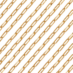 Настоящее золото 18K 5m текстурированные кабельные цепи из нержавеющей стали, пайки, овальные, 1Карточки для демонстрации браслетов из поликарбоната, реальный 18 k позолоченный, 6x2.5x0.6 мм