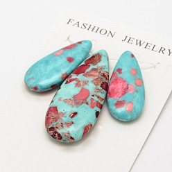 Голубой Собранные наборы подвесок из синтетических окрашенных драгоценных камней и императорской яшмы, слеза, голубой, 35~50x15~20x6~7 мм, отверстие : 1.5 мм