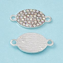 Серебро Прелести соединителя сплава, ссылки на конский глаз, с хрустальными аЬ стразами, серебряные, 11.5x21.5x2.5 мм, отверстие : 2 мм