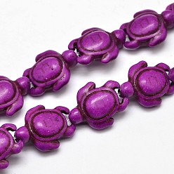 Темно-Фиолетовый Окрашенные синтетические бирюзовые бусы нити, Морская черепаха, темно-фиолетовый, 17~18x14x6~8 мм, отверстие : 1.5 мм, около 23 шт / нитка, 15 дюйм