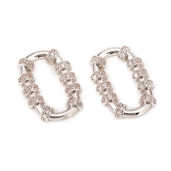 Platinum Brass Micro Pave Cubic Zirconia Linking Rings, Oval, Clear, Platinum, 19x13.5x2mm, Inner Diameter: 15x7mm