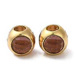 Золотой Стойки обшивки латунь кубического циркония европейский шариков, бусины с большим отверстием, долговечный, без свинца и без кадмия, круглые, золотые, 11x10.5 мм, отверстие : 4.5 мм