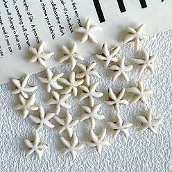 Морская звезда Синтетические шарики Говлит, для изготовления ювелирных изделий, цветочный белый, морская звезда, 13.5x13.5x5 мм, отверстие : 1.5 мм