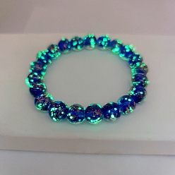 Синий Светящиеся стеклянные браслеты-растяжки, круглые, синие, 7-1/2 дюйм (19 см)