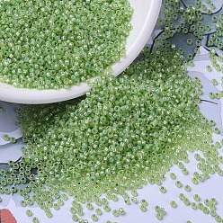 (RR676) Лаймово-опаловый с Серебряной Подкладкой Миюки круглые бусины рокайль, японский бисер, (rr 676) серебристый известковый опал, 11/0, 2x1.3 мм, Отверстие : 0.8 мм , около 5500 шт / 50 г