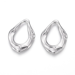 Нержавеющая Сталь Цвет Устойчивые к потускнению 304 подвески из нержавеющей стали с выступами, , слеза, цвет нержавеющей стали, 30x20x1.5 мм, отверстие : 20x11 мм