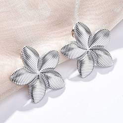 Нержавеющая Сталь Цвет 304 серьги-гвоздики из нержавеющей стали для женщин, цветок, цвет нержавеющей стали, 36.5x38.5 мм