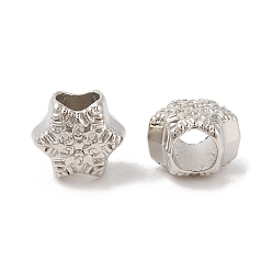 Платина Ccb пластиковые европейские бусины, звезда, большое отверстие шарик, платина, 9x10x7 мм, отверстие : 4.5 мм