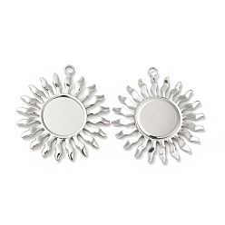 Нержавеющая Сталь Цвет Не тускнеет 304 подвеска из нержавеющей стали кабошон, солнце, цвет нержавеющей стали, лоток : 15 мм, 38x35x2.5 мм, отверстие : 3 мм